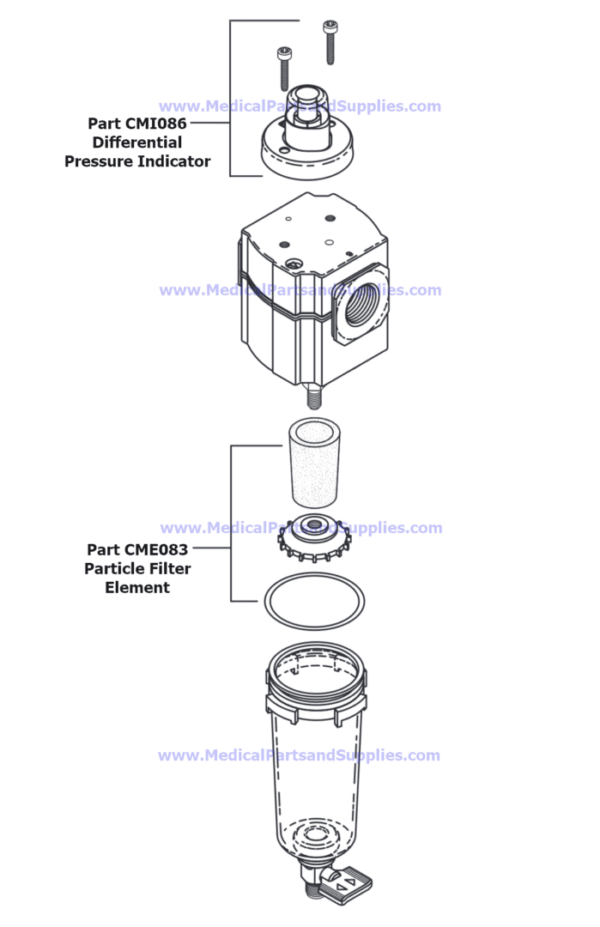 Particle Filter Assembly for Dental Compressors, Part CMA082 (OEM Part 85617)
