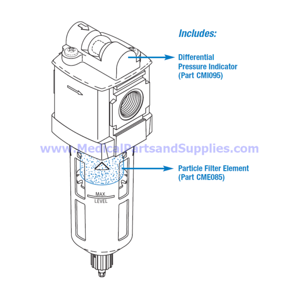 Particle Filter Assembly for Dental Compressors, Part CMA084 (OEM Part 86197)