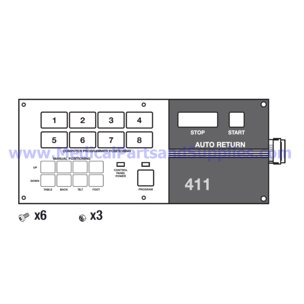 Program Panel for the Midmark-Ritter® 411 (75L), Part MIP191 (OEM Part 015-0440-00)