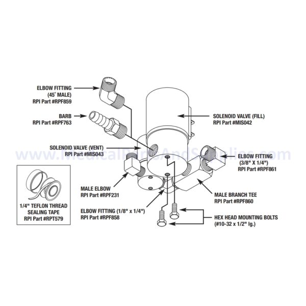 Fill\Vent Manifold Kit for the Midmark Ritter M9® Sterilizer, Part MIK202