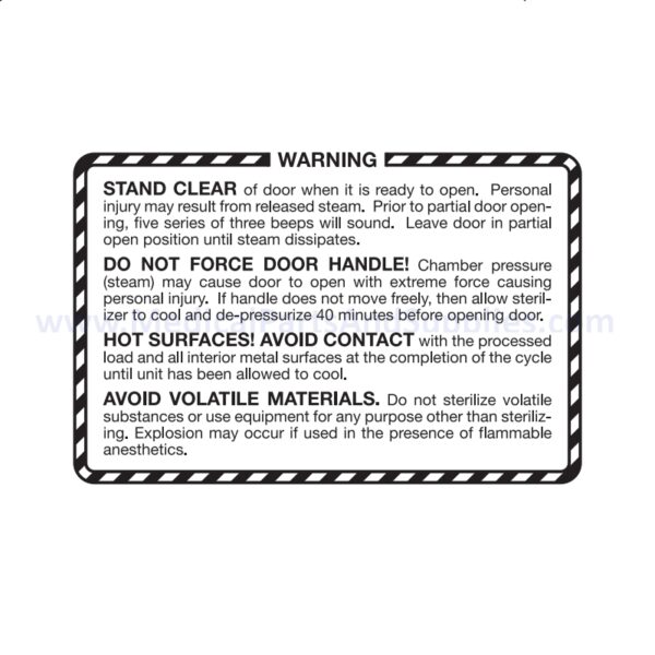 Label (Warning) for the Midmark Ritter M9® Sterilizer, Part MIL261(OEM Part #061-0381-00, 061-0532-00)