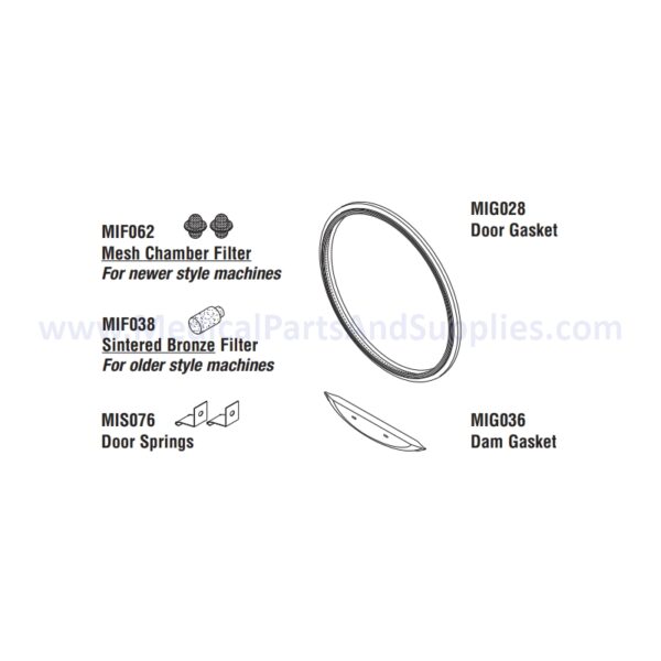 Sterilizer PM Kit for the Midmark Ritter M11® Sterilizer, Part MIK080 (OEM Part #002-0504-00 (Door & Dam Gasket Only) / 002-10070-00)