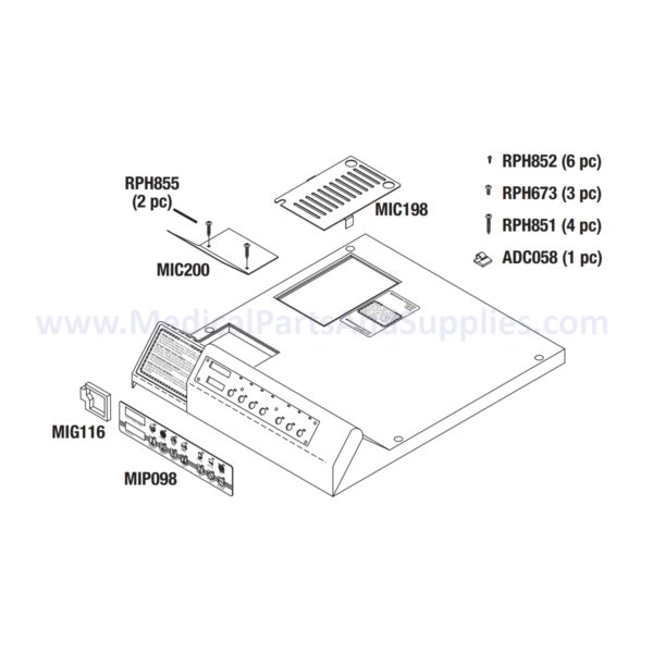 Top Cover Kit for the Midmark Ritter M11® Sterilizer, Part MIK197 (OEM Part #002-0503-00)