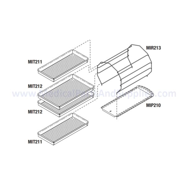 Rack And Tray Kit for the Midmark Ritter M11® Sterilizer, Part MIK209 (OEM Part #050-3920-00 (Tray Rack), 050-4260-00 (Instrument Tray (Small)), 050-4259-00 (Instrument Tray (Large)), 050-2644-00 (Instrument Tray (Small)), 050-2643-00 (Instrument Tray (Large)), 050-3919-00 (Tray Plate))