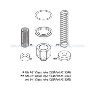 Check Valve Rebuild Kit for the Getinge/Castle® Sterilizer Series 100, Part CSK066 (OEM Part #513369)