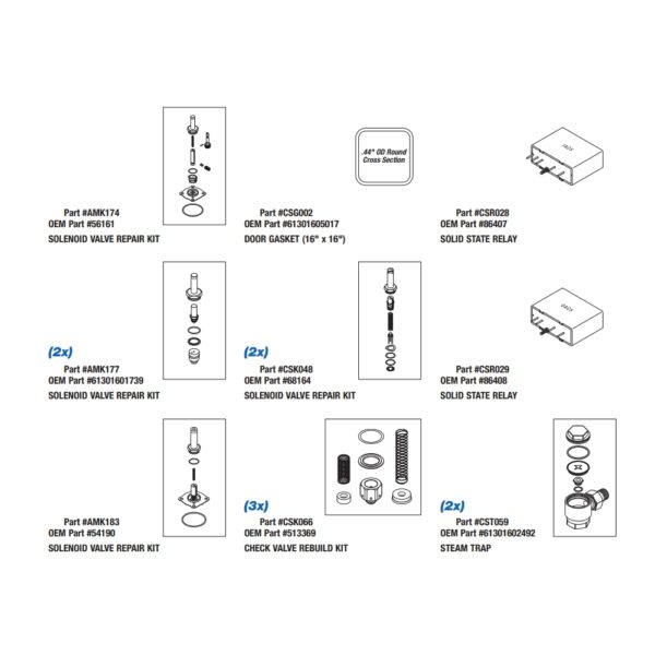 Spare Parts Package for the Getinge/Castle® Sterilizer 3522, Part CSP042(OEM Part #61301602498)